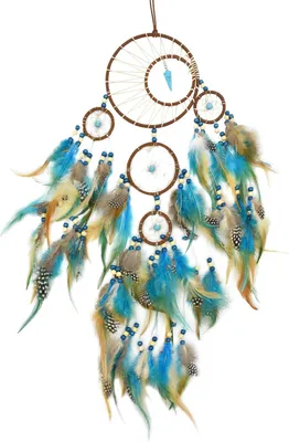 Produktbild von Traumfänger Handgefertigter Traumfänger mit Federn, Vintage-Traumfänger im böhmischen Stil für Hochzeit, Schlafzimmer, Auto, Ornamente, Kunsthan
