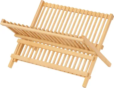 Image de Séchoir à vaisselle en bois ou porte-revue | Égouttoir de cuisine multifonctionnel | Organisateur en bois | Support éco pour assiettes et presse
