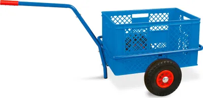 Produktbild von Handwagen mit Kunststoffkorb 600 x 400 x 320 mm / 63 Liter, blau, Tragkraft 200 kg, pannensichere Reifen