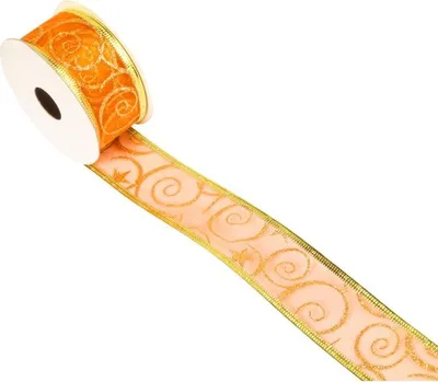 Produktbild von Goldorangefarbenes Zierband 5 cm x 2,7 m