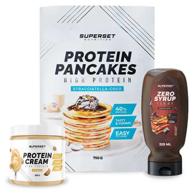 Produktbild von PANCAKES - PROTEIN CREAM Frühstückspaket White Chocolate + ZERO SYRUP Chocolate
