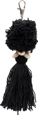 Image de Porte-clés coton et coquillage noir 4x4x15cm