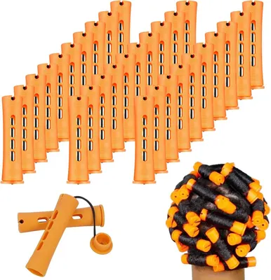 Produktbild von Große Dauerwellenwickler, 30 Stück, Lockenwickler-Set für lange und kurze Haare, für natürliche Locken und Wellen, orange