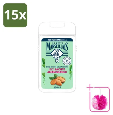 Obrázok produktu pre 15 kusov sprchového gélu Le Petit Marseillais "Súslivá mandľa", 250 ml, balenie