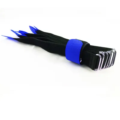 Produktbild von 10 x Klettkabelbinder 30 cm blau - Klett / Flausch auf UNTERSCHIEDLICHEN SEITEN! - DS Metallöse Goodymax®