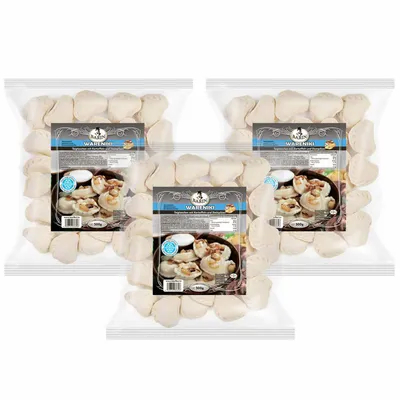 Produktbild von BARIN SET 3x Wareniki mit Kartoffeln und Steinpilzen 1,5kg Tiefgekühlte Teigtaschen Handgemachtes Fertiggericht mit Kartoffel Pilz Füllung