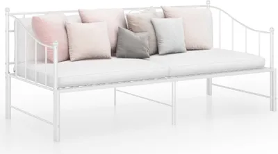 Produktbild von The Living Store Ausziehsofa Bettgestell Weiß Metall 90x200 cm
