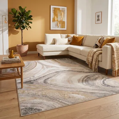 Produktbild von Volero - Teppich Modern - Leonore Noce Creme Braun - 230x330 cm - Wohnzimmer, Esszimmer, Schlafzimmer - Modern
