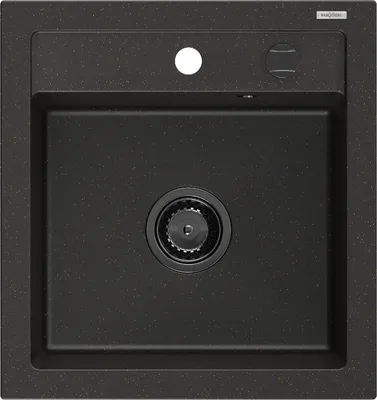 Produktbild von Mexen Vito 1-Becken-Granit-Spüle 520 x 490 mm, Schwarz/Gold metallisch, Siphon Schwarz - 6503521000-75-B
