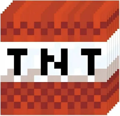Produktbild von Minecraft Servietten, TNT-Motiv, Geburtstagsdeko, 33x33 cm, 2-lagig, 20 Stück