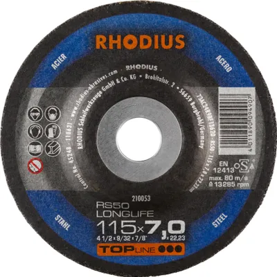 Produktbild von RHODIUS TOPline RS50 LONGLIFE Schruppscheibe 115 x 7,0 x 22,23 mm Stahl 25 Stk