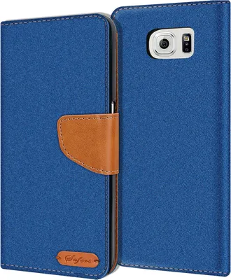 Produktbild von Handy Hülle Samsung Galaxy S6 Tasche Wallet Flip Case Schutz Hülle Stoff Cover