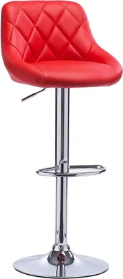 Image de Tabouret de bar design Lerino - Avec dossier - Réglable en hauteur - Chaise de bar ergonomique - Rouge - 1 pièce - Cuisine & Bar