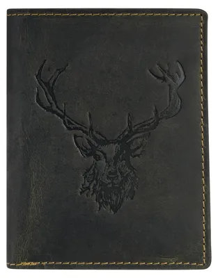 Produktbild von GREENBURRY Geldbörse Vintage Animal Collection Wallet Olive Royal Stag dunkelgrün