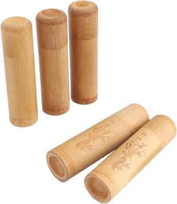 Produktbild von Bamboo-Theebusche 5er Set Stoffrei 12cm Länge für Hausnoten (2er Set Baumwoll-Type 3er Set Type) Theebusche für Haus - Theebusche-Set mit Abdeckung.