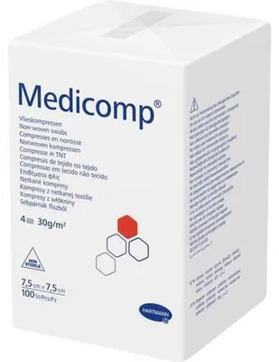Productafbeelding van MEDICOMP UNSTERIL7,5X7,5CM, 100 St, verpakking