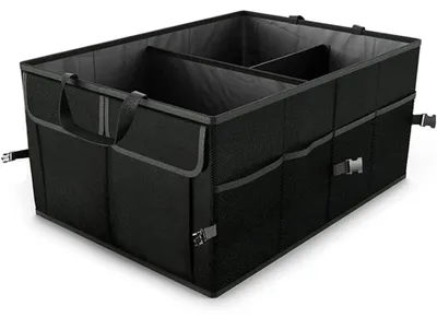 Image de Organisateur de coffre pliable, 7 compartiments, étanche, antidérapant, noir