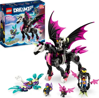 Produktbild von LEGO 71457 DREAMZzz Pegasus, Baue 2 Arten eines Pferdespielzeuges, enthält Zoey, Nova und Albtraumkönig als Minifiguren aus der TV-Show, kreatives Tierspielzeug für Kinder, Jungen und Mädchen