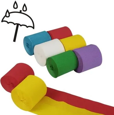 Produktbild von Rollen Krepp-Bänder 10 m x 5 cm farbig sortiert wasserfest