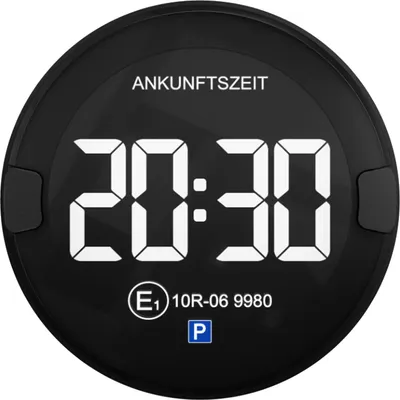 A digital parking disc displaying the time 20:30.