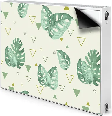 Produktbild von Magnet Verkleidung Abdeckung Heizkörperabdeckung Heizkörperabdeckung 110x60 cm  - Monstera und Dreiecke
