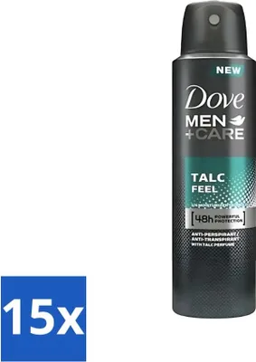 Immagine prodotto di Dove - Deodorante - Men Care Talco Feel - Protezione delicata e curativa - 150 ml - Confezione risparmio - 15 pezzi