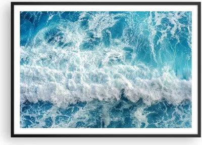Produktbild von Gerahmtes Poster - Schwarzer Rahmen - Meer Welle Ozean - 100x70 cm - Wand Bild - Wanddeko - Wandbilder - Kunstposter - Wandposter - Bilderrahmen - Bilder - Kunstdruck - Wandbild - P2BAA100x70-4067