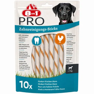 Immagine prodotto di 8in1 Pro Dental Twisted Sticks - bastoncini da masticare salutari per cani per l’igiene dentale, 10 pezzi