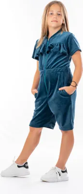 Produktbild von Mädchen Plüsch Kurzer Jumpsuit mit Rüsche Marineblau