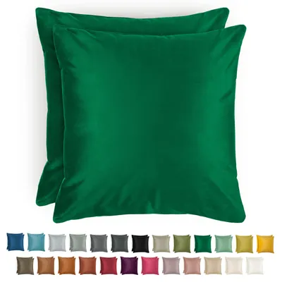 2 Samt-Kissenbezüge 45x45 cm, botanisches Grün, weich