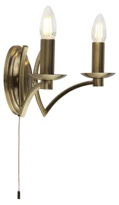 Zdjęcie produktu dla 2-płomienna lampa ścienna ASCOT ANTIQUE BRASS