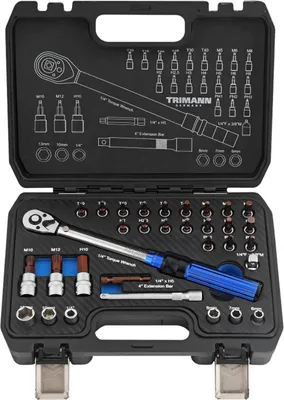 Zdjęcie produktu dla Zestaw kluczy dynamometrycznych 1/4", 32-częściowy zestaw ręcznych kluczy dynamometrycznych do rowerów z nasadkami sześciokątnymi i przedłużką, precyzyjny zestaw narzędzi naprawczych z regulacją w zakresie od 2 do 24 Nm do rowerów szosowych i górskich