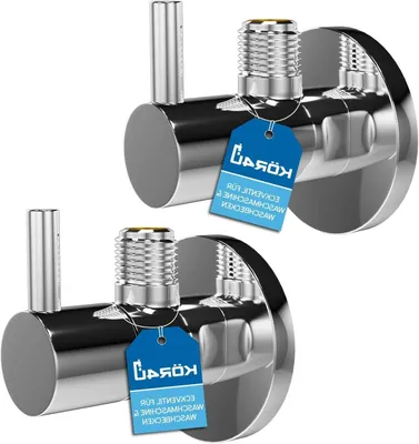Productafbeelding van Set van 2 design hoekventielen 1/2 x 3/8 inch - Chroom waterafsluitventiel voor badkamer en keuken