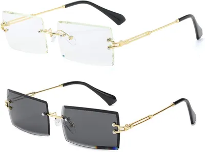 Produktbild von Randlose rechteckige Sonnenbrille für Damen/Herren, ultraleichte