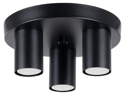 Produktbild von Deckenlampe Metall GU10 25 cm breit Schwarz 3-flammig rund Modern Deckenleuchte