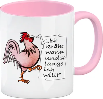 Produktbild von Ich krähe wann und so lange ich will Kaffeebecher Rosa