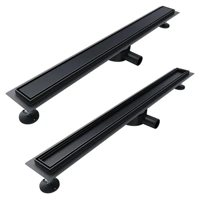 Duschrinne 80 cm Komplettset Schwarz 360° drehbar mit Geruchsverschluss