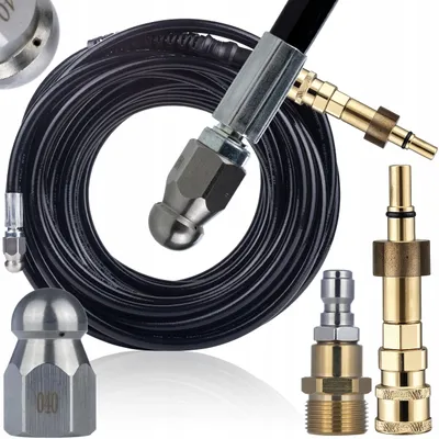 Zdjęcie produktu dla HydroJet Pro 20M – Wąż do kanalizacji M22 + Adapter 1/4" | Bosch Stary Typ AR Black&Decker Makita Stanley Ryobi Interskol MacAllister | Dysza 3+1