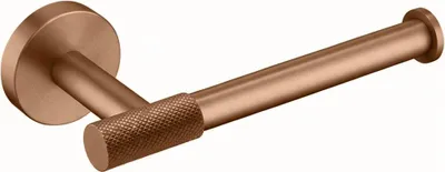 A copper-colored toilet paper holder is shown against a white background.