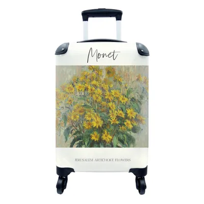 Produktbild von MuchoWow® Koffer Handgepäck Trolley Rollkoffer Kleine Reisekoffer mit 4 Rollen - Monet - Gemälde - Topinamburblüten - Cabin Size < 55x40x23 cm & 55x40x20 cm - Fotokoffer - Kabinenkoffer - Boardgepäck - Reise-Box - Reisekoffer - Reisegepäck - Koffer mit Bild - Trolley für Kinder