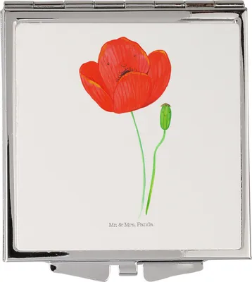 Produktbild von Mr. & Mrs. Panda Schminkspiegel Blume Mohnblume - Weiß - Geschenk, Glaube, Handspiegel, Respekt, Garten, Kleiner Spiegel, Mohn, Kosmetikspiegel, Reise, Religion, Frauen