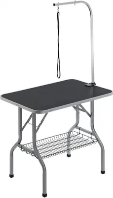 Obrázok produktu pre Stôl na strihanie - Stôl na strihanie psov z nehrdzavejúcej ocele - Skladací stôl na strihanie - Nosnosť 150 kg - Ideálny na kúpanie, strihanie, sušenie, česanie