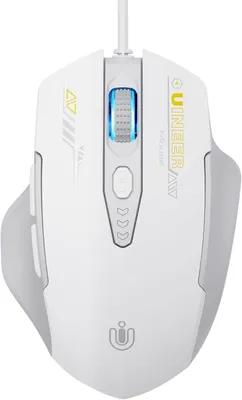 Obrázok produktu pre Myš s káblom, ergonomický dizajn, nastaviteľné rozlíšenie až do 7200 DPI so 6 tlačidlami, počítačová myš PC notebook, Plug & Play, sivá a biela