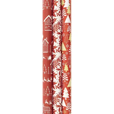 Obrázok produktu pre Sortiment červeného o vianočného papiera, baliaceho papiera, darčekového papiera - 200 x 70 cm - 3 rolky