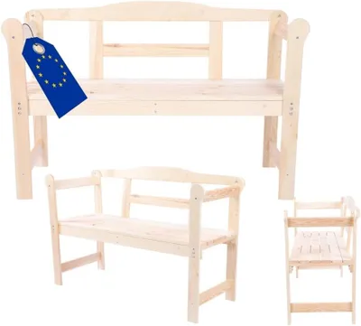 Produktbild von MODO24 Gartenbank Holz, 2-Sitzer, Friesenbank, Parkbank, Sitzbank, Massivholz, 46x118x78 cm, Natur Imprägniert, G01