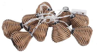 10 Rattan-LED-Lampen, warmweiß, batteriebetrieben, für Dekoration