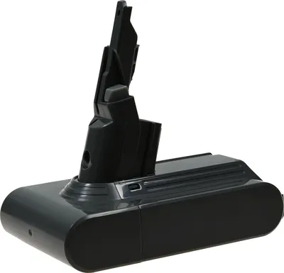 A dark gray battery pack for a vacuum cleaner, shown against a white background.