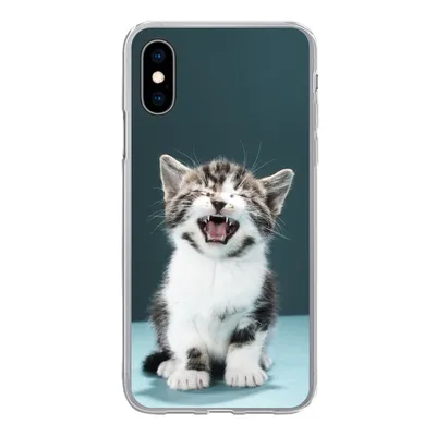 Produktbild von MuchoWow® Handyhülle Schutzhülle Hülle für iPhone X Katze - Kätzchen - Miau Silikon Softcase Handy Hülle - Handyhülle