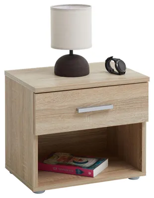 Produktbild von Nachttisch Nachtschrank Nachtkommode MARY Sonoma Eiche, 42 x 38 x 30 cm, mit Schublade und offenem Fach
