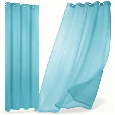 Produktbild von Transparente Gardine Dolly, wählbar mit Kräusel- und Ösen- Aufhängung, Größe und Farbe wählbar,140x240cm,Türkis